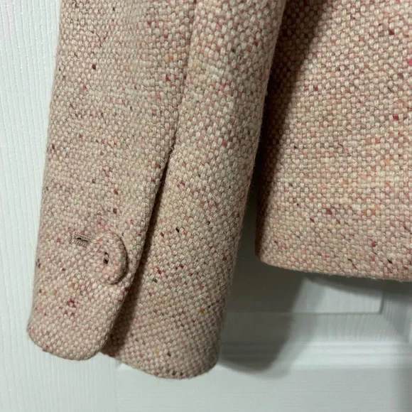 Vintage AT Studio Peach Tweed Wool Blend Blazer-Preppy/Academia Fringe HOST PICK - Picture 7 of 8